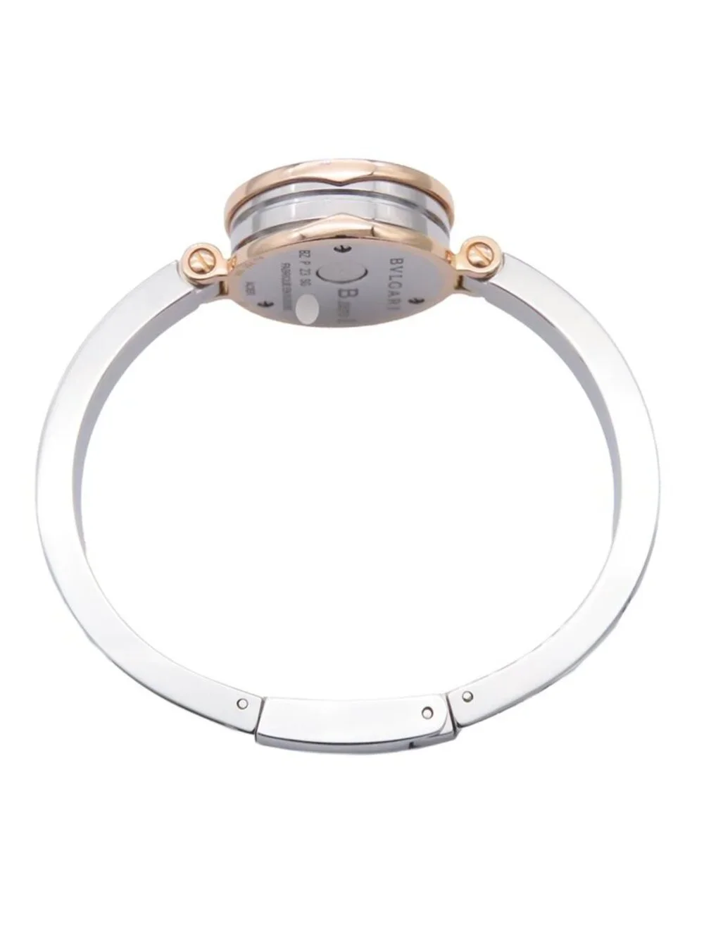 Bvlgari B.Zero1 12 S White SS 18K Pink Gold Diamond Bangle Watch